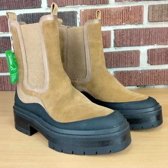 NWT Sam Edelman Lulia Lug Sole Pull on Chelsea Boots in Brown/Black - Picture 4 of 11